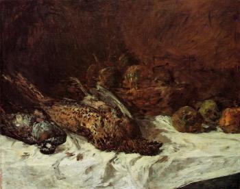 Eugene Boudin : Still Life with Pheasant and Basket of Apples